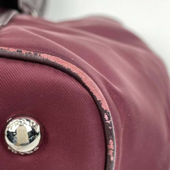 Prada Logo Handbag Tote Bag Nylon Bordeaux BN1841 Women's - Picture 3 of 8